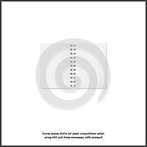 Vector illustration of a realistic open exercise book with a silver spiral. Vertical blank business notebook on metal rings on