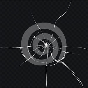 Vector illustration in realistic style of broken, cracked glass