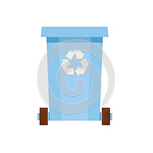 Vector illustration of recycle thrash can. Garbage rubbish trash container for different type of waste photo