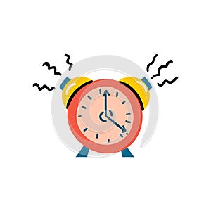 Vector illustration with red alarm clock icon