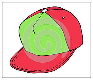 Vector illustration with a red basic simple Baseball cap. For your web site design, logo, icon, app, UI