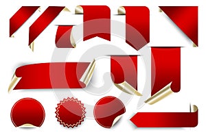 Vector illustration of red blank stickers. Blank labels for sale. Discount icons. Stock image