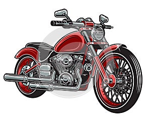 Vector illustration of red color motorcycle