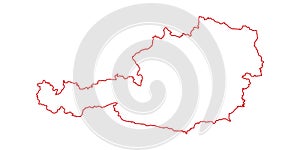 Vector illustration of red colored outline map of Austria