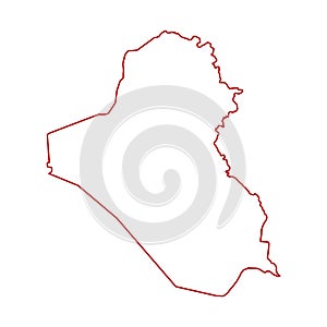 Vector illustration of red colored outline map of Iraq