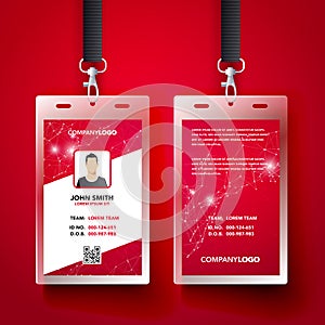 Vector Illustration Red Corporate ID Card Design Template Set