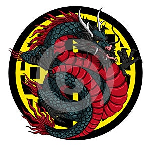 vector illustration red dragon