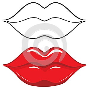 Vector illustration. red female lips