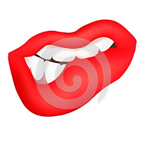 Vector illustration of a Red female lips, lustful hint