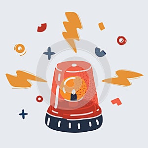 Vector illustration of red flashing emergency light