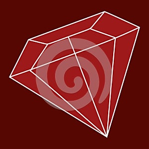 Vector illustration of a Red gemstone icon. Red gem icon. Ruby vector flat and linear isolated illustration. Geometric Royal stone