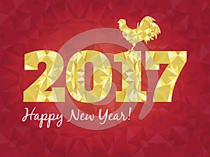 Vector illustration of red and golden rooster, symbol 2017 on the Chinese calendar New Year. Silhouette cock, decorated