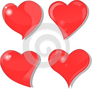 Vector Illustration, Red hearts different 4 rotation