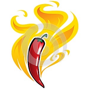 Vector illustration of red hot mexican spicy chilly pepper