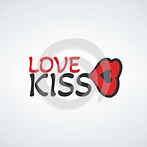 vector illustration or red lips, love kiss sign. Stock vector illustration isolated on white background.