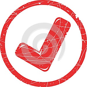 red rubber stamp checklist icon