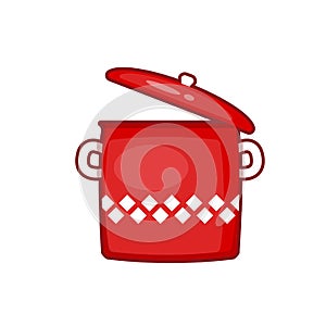 Vector illustration of red saucepan