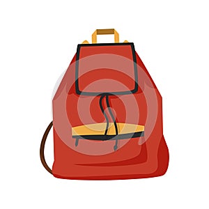 Vector illustration of a red school backpack. Knapsack for books and textbooks