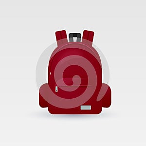 Vector illustration of red school Bag, Backpack, isolated on white background.
