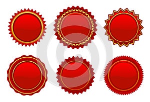 Vector red starburst rosette set 1