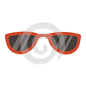 Vector illustration of red sunglasses in cartoon retro flat style. Summer accessories, sun protection