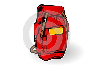 Vector illustration a red tourist backpack