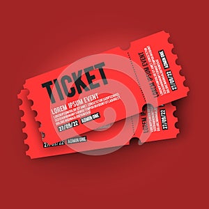 Vector illustration red VIP entry pass ticket stub design template for party, festival, concert