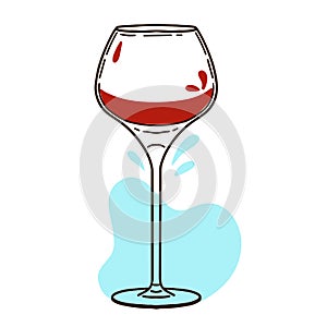 Vector illustration of a red wine glasses in hand drawn vintage engraving style. for logos, postcards and wine companies