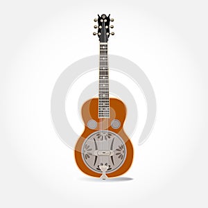 Vector illustration of resonator or resophonic guitar isolated on a white background.