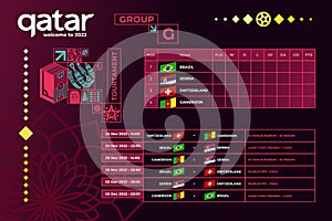 Vector illustration results and standing tables scoreboard championship tournament in Qatar