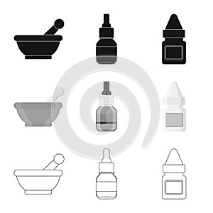 Vector illustration of retail and healthcare icon. Set of retail and wellness stock symbol for web.