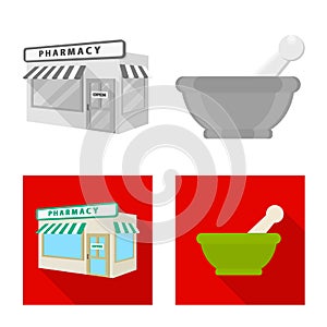 Vector illustration of retail and healthcare icon. Set of retail and wellness stock symbol for web.