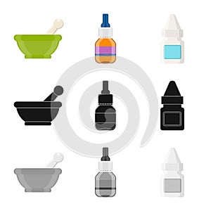 Vector illustration of retail and healthcare icon. Set of retail and wellness stock vector illustration.