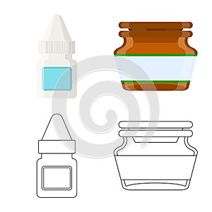 Vector illustration of retail and healthcare logo. Collection of retail and wellness stock symbol for web.