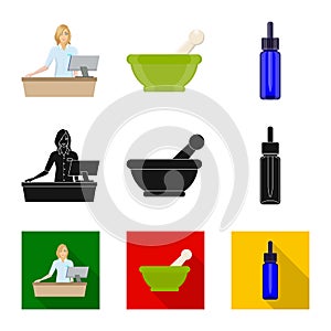 Vector illustration of retail and healthcare logo. Collection of retail and wellness vector icon for stock.