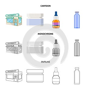 Vector illustration of retail and healthcare symbol. Set of retail and wellness vector icon for stock.