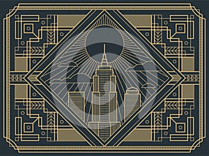 Vector illustration in retro style of Art Deco