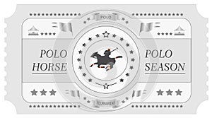 Vector illustration of a retro vintage ticket, banner, template, Billboard in black and white. Golf, Polo, sports in black and whi