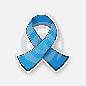 Vector illustration. Ribbon at blue color, international symbol of Colon cancer awareness.