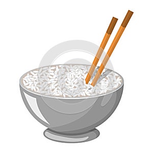 Vector illustration of a Rice Bowl and chopstick