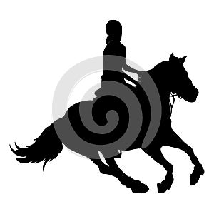 Vector illustration, rider controls running horse, competition dressage