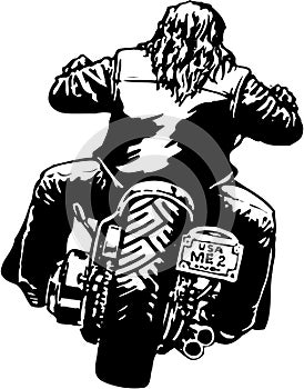 Rider on Motorcycle Vector Illustration