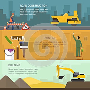 Vector illustration of road construction, painting
