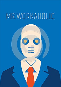 Vector illustration of a robot as a businessman in suit and tie