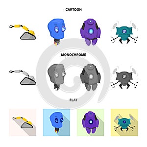 Vector illustration of robot and factory logo. Collection of robot and space stock vector illustration.