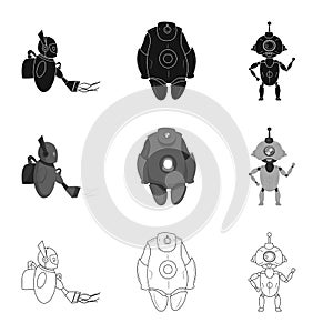 Vector illustration of robot and factory logo. Set of robot and space stock vector illustration.