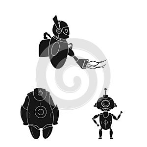Vector illustration of robot and factory sign. Collection of robot and space vector icon for stock.