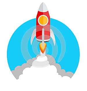 Vector illustration rocket launch icon with copy space