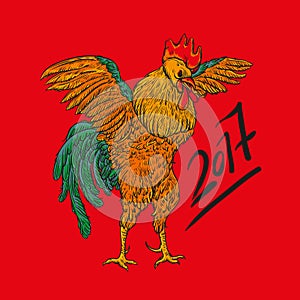 Vector illustration of rooster, symbol 2017 on the Chinese calendar. element for New Year design.