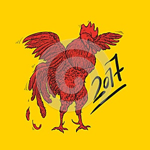 Vector illustration of rooster, symbol 2017 on the Chinese calendar. element for New Year design.
